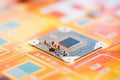 nanochips and microprocessors on a silicon wafer Royalty Free Stock Photo