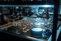nanomaterials being created in laboratory, with view of microscale equipment visible Royalty Free Stock Photo