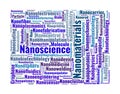 Nanomaterials Nanoscience Word Cloud. Essential keywords for researchers, engineers, and students exploring nanotechnology,