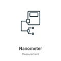 Nanometer outline vector icon. Thin line black nanometer icon, flat vector simple element illustration from editable measurement Royalty Free Stock Photo