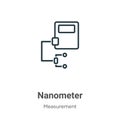 Nanometer outline vector icon. Thin line black nanometer icon, flat vector simple element illustration from editable measurement
