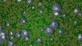 Nanoparticles on leaf . Extreme close up view . 3d render illustration view 2 Royalty Free Stock Photo