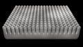 Nanoporous material. 3d object with array of tubular holes. 3d render illustration