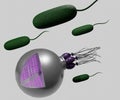 nanorobot is carrying nanomedicine with bacteria
