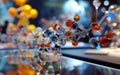 A nanorobot model designed for specific tasks at the molecular level displayed in a tech exhibit