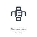 Nanosensor icon. Thin linear nanosensor outline icon isolated on white background from technology collection. Line vector sign,