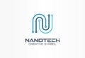 Nanotechnology creative symbol concept. Futuristic letter n, programm, chip abstract business logo. Electronics