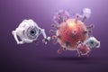 Nanotechnology Genetic engineering and the use of nanorobots to destroy microbes. Medical concept, future medicine technology. 3D Royalty Free Stock Photo