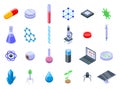 Nanotechnology icons set, isometric style Royalty Free Stock Photo