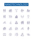 Nanotechnology line icons signs set. Design collection of Nano, Technology, Nanomaterials, Nanoparticles Royalty Free Stock Photo
