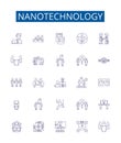 Nanotechnology line icons signs set. Design collection of Nano, Technology, Nanomaterials, Nanoparticles