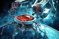 nanotechnology in medicine concept with microscopic robots Royalty Free Stock Photo