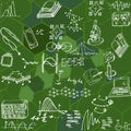 Nanotechnology and physics seamless pattern with sketch elements