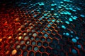 Nanotechnology structure of hexagonal nano material. Macro abstract futuristic network of neurons and neural networking.