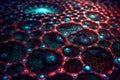 Nanotechnology structure of hexagonal nano material. Macro abstract futuristic network of neurons and neural networking.