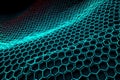Nanotechnology structure of hexagonal nano material. Macro abstract futuristic network of neurons and neural networking. Royalty Free Stock Photo