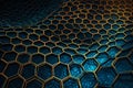 Nanotechnology structure of hexagonal nano material. Macro abstract futuristic network of neurons and neural networking.