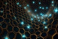 Nanotechnology structure of hexagonal nano material. Macro abstract futuristic network of neurons and neural networking.