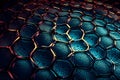 Nanotechnology structure of hexagonal nano material. Macro abstract futuristic network of neurons and neural networking. Royalty Free Stock Photo