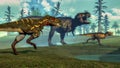 Nanotyrannus hunting small tyrannosaurus - 3D