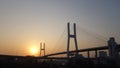 Nanpu bridge in Shanghai over the sunset