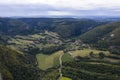 Nans-Sous-Sainte-Anne, France, August 3, 2020 - aerial vue of village in Doubs of Nans-Sous-Sainte-Anne. Close to Lison source