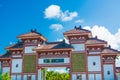 Nanshan Buddhism Center, view of the gates and beautiful with a bed in the form of a Peacock. the Park is five stars. Royalty Free Stock Photo