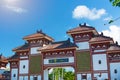 Nanshan Buddhism Center, view of the gates and beautiful with a bed in the form of a Peacock. the Park is five stars. Royalty Free Stock Photo