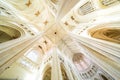 Nantes Cathedral Saint-Pierre and Saint-Paul High Ceiling, Columns and Stained-Glass Windows Royalty Free Stock Photo