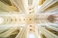 Nantes Cathedral Saint-Pierre and Saint-Paul High Ceiling, Columns and Stained-Glass Windows Royalty Free Stock Photo