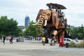 Nantes, France - August 20th 2018: A wooden elephant for tourists