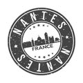 Nantes France Round Stamp Icon Skyline City Badge Postmark.