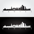 Nantes skyline and landmarks silhouette