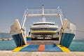 Nanth ferry ship in port of Corfu, Greece Royalty Free Stock Photo