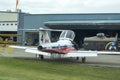 Back view of a Canadair CT-114 Tutor plane