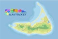 Nantucket. Vector map. Geographic map detailed with the designation of roads, parks, lakes.