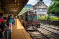 Nanu Oya to Ella train arriving at Nanu Oya station in Sri Lanka