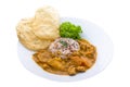 Nanyang Curry rice Lion Man served in a dish isolated on plain white background side view Royalty Free Stock Photo