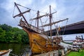The Nao Trinidad, a replica of the 16th-century ship Ferdinand Magellan led his first