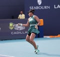 Naomi Osaka of Japan in action during round of 32 match against Caroline Garcia of France at 2024 Miami Open Royalty Free Stock Photo