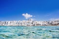 Naoussa, Greek fishing village in Paros island, Greece. Popular tourist travel destination in Europe Royalty Free Stock Photo