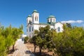 Scenic view of Cathedral of Naoussa town, Naoussa, Paros Island, Greece Royalty Free Stock Photo