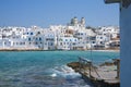 Naoussa village and harbor - Aegean Sea - Paros Cyclades island - Greece Royalty Free Stock Photo