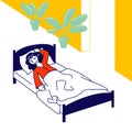 Nap Time Concept. Little Relaxed Girl Sleeping in Bed in Kindergarten or Elementary School Afternoon. Kid Rest