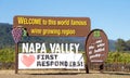 Napa Valley welcome sign with love first responders post fire Royalty Free Stock Photo