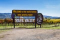 Napa Valley welcome sign Royalty Free Stock Photo