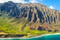 Napali coast kawaii island hawaii aerial view from a plane in a sunny day
