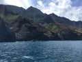 Napali Coast Mountains and Cliffs and Kalalau Valley Seen from Pacific Ocean - Kauai Island, Hawaii. Royalty Free Stock Photo