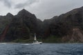 Napali Coast viewed from the boat, Kauai, Hawaii, in winter Royalty Free Stock Photo