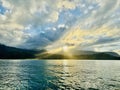 NaPali Radiance: Golden Sunset Over Hanalei Bay in Kauai Royalty Free Stock Photo